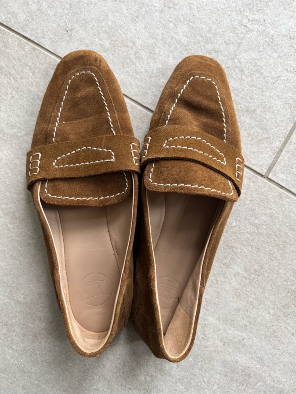 Women’s Suede Penny Loafers in Brown Massimo Dutti